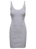 Silver Lurex Dress With Mogram Logo Motif All-over In Viscose Woman