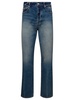 Blue 5-Pocket Stonewashed Straight Jeans in Cotton Denim Man