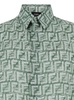 Green Shirt with FF Print in Linen Man