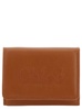 'Sense' Brown Bi-Fold Wallet with Tonal Logo Embroidery in Leather Woman