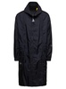 Long Black Parka with Logo Print in Polyamide Man