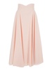 Long Pink High-waisted Skirt With Pleated Design In Cotton Woman