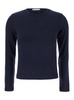 Blue Crewneck Sweater With Logo Patch On The Rear In Wool Blend Woman