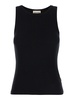 Black Ribbed Tank Top With U Neckline In Cotton And Modal Blend Woman