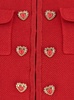 Red Cardigan with Round Neck and Heart Shaped Buttons in Cotton Blend Woman