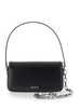 Black Shoulder Bag With Crystal Bow Detail In Smooth Leather Woman