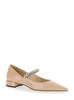 Beige Sabot With Rhinestone And Low Heel In Patent Leather Woman