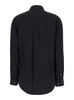 'signature' Black Shirt With Patch Pockets In Silk Woman