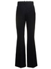 Black Striped Flare Pants With Lurex Detail In Wool Woman