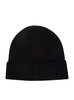 Black Beanie With Red Pony Embroidery In Wool Man