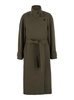 Green Double-breasted Coat With Removable Belt And Wraparound Design In Wool Blend Woman