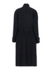 Black Double-breasted Coat With Removable Belt And Wraparound Design In Wool Blend Woman