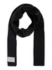 Black Rectangular Scarf with Logo Patch on the Front in Wool Woman