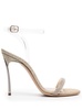 Gold-tone Glitteres Sandals With Stiletto Heel In Leather Woman