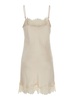 'chantal' Mini White Dress With Tonal Lace Trim In Silk Woman