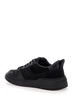 Black Low Top Sneakers With Intarsia And Tonal Plaque In Fabric And Leather Man