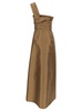 'mikado' Beige Maxi One-shoulder Draped Dress In Satin Woman