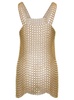 Gold-tone Mini Dress With Shoulders Straps And Side Splits In Metal Mesh Woman