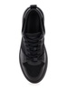 Black Low Top Sneakers With Intarsia And Tonal Plaque In Fabric And Leather Man