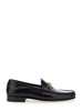 Black Slip-on Loafers With Chain Detail In Croco Effect Leather Man