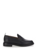 Black Slip-on Loafers With Loop Detail In Leather Man