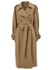 Beige Doublebreasted Trench Coat With Matching Belt In Stretch Cotton Woman