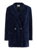 Blue Single-Breasted Jacket With Revers In Courduroy Woman