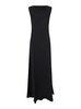 'montereal' Black Long Dress With Draped Neck In Satin Woman