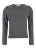 Grey Crewneck Sweater With Logo Patch On The Rear In Wool Blend Woman