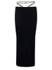 Mini Black Knit Skirt With Rhinestone Detail In Viscose Blend Woman