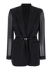 'Gagny' Black Single-Breasted Jacket With Logo Detail In Fabric And Organza Woman