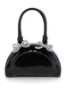 Black Mini Handbag with Bows in Patent Leather Woman