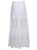 Viola White Flounced Skirt With Lace Inserts In Cotton Blend Woman