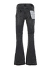 Black Flared Jeans With Crinkled Effect In Stretch Cotton Denim Man