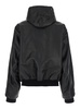 Black Hoodie With Zip Closure In Smooth Leather Woman