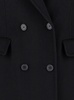 Long Black Double-breasted Coat With Ribbed Revers In Wool Woman