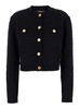 Black Cardigan With Jewel Buttons In Tweed Woman