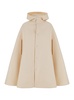 Beige Hooded Cape with Pockets in Wool Woman