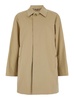 Beige Single-Breasted Trench Coat with Concealed Closure in Gabardine Man