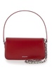 Red Shoulder Bag With Crystal Bow Detail In Smooth Leather Woman