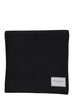 Black Rectangular Scarf with Logo Patch on the Front in Wool Woman