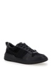 Black Low Top Sneakers With Intarsia And Tonal Plaque In Fabric And Leather Man