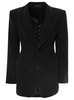 'Hourglass' Black Pinstripe Single-Breasted Jacket in Stretch Wool Woman