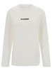 White Long Sleeve T-shirt With Contrasting Logo Print In Cotton Woman