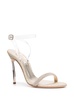 Gold-tone Glitteres Sandals With Stiletto Heel In Leather Woman