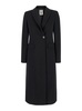 Black Double-breasted Coat With Peak Revers In Viscose Blend Stretch Woman