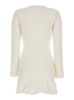 White Mini Dress With Round Neck And Crystal Buttons In Cotton Blend Stretch Woman