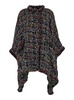 Multicolor Cape With Front Button Closure In Tweed Woman