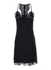 Mini Black Dress With Lace Trim And Racerback In Silk Woman