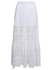 Viola White Flounced Skirt With Lace Inserts In Cotton Blend Woman